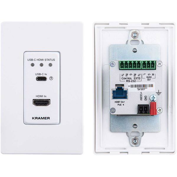 Kramer WP-20CT/US-D(W/B) HDMI & USB Type-C Wall Plate Auto Switcher & HDBaseT Transmitter