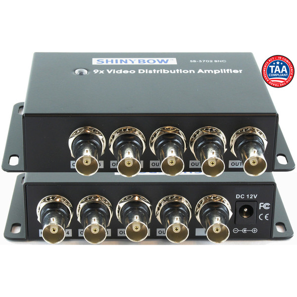 Shinybow SB-3702BNC 1x9 Composite Digital Video Distribution Amplifier (BNC)