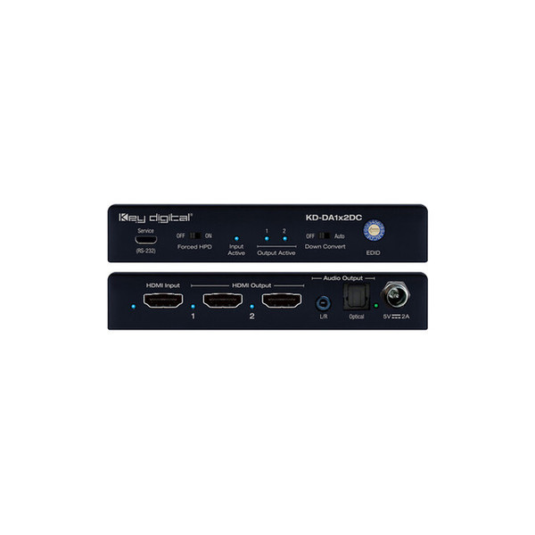 Key Digital KD-DA1X2DC 4K 18G 1x2 HDMI Distribution Amplifier with Audio De-Embed