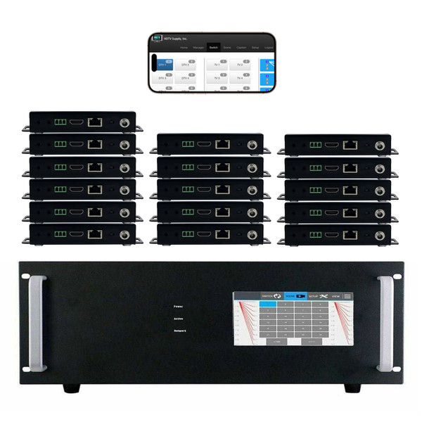 WolfPack 4K 18x16 HDMI Matrix Switcher w/Touch Screen & HDMI over CAT6 Extenders