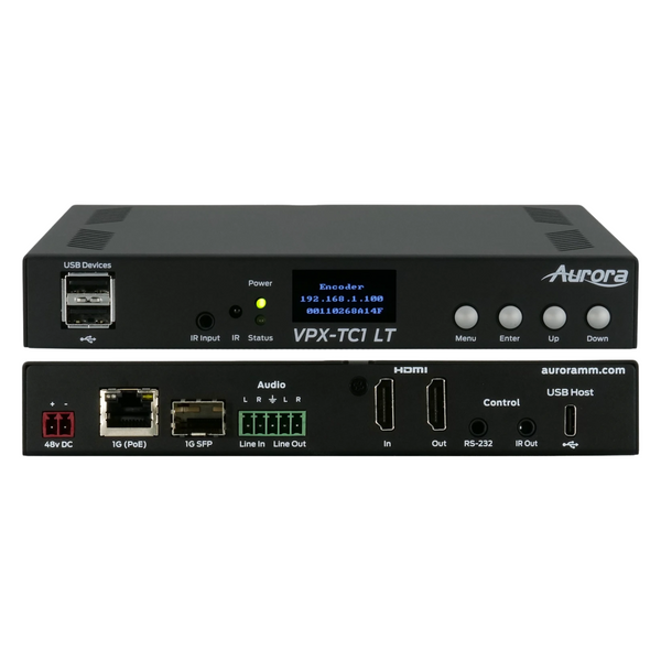 Aurora Multimedia VPX-TC1-LT Next-Gen 4K30 4:4:4 1Gbps AV-over-IP Transceiver Box Aurora Multimedia VPX-TC1-LT Next-Gen 4K30 4:4:4 1Gbps AV-over-IP Transceiver Box