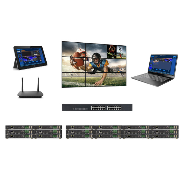 4K 30 Hz 6x12 AV Over IP POE Matrix Switch