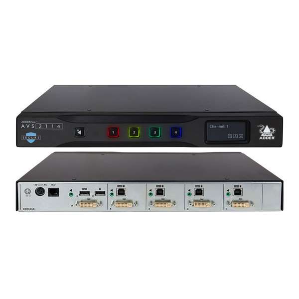 Adder AVS-2114 Secure 4-Port DVI-D 2K/60 SINGLE HEAD 4 Port