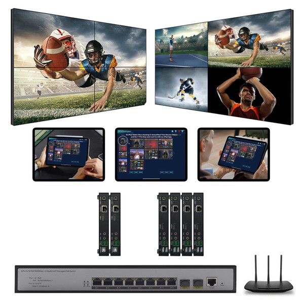 1080p 2x4 AV Over IP Matrix Switcher w/Real Time iPad Video Preview