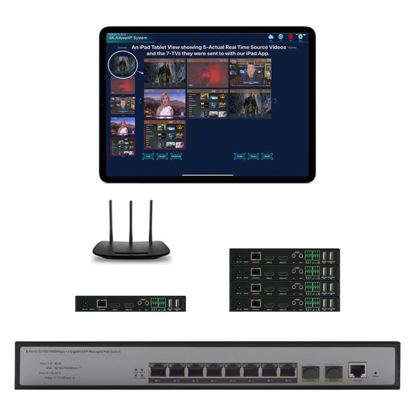 1x4 4K 30 Hz POE HDMI Over LAN Splitter w/Real Time iPad Video Preview
