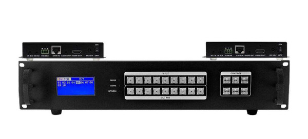 4K 1x2 HDBaseT Splitter w/2-HDBaseT Receivers & Out Control to <i>220'</i>