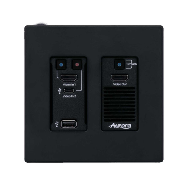 Aurora Multimedia VPX-TC1-WP2-Pro-B 4K60 4:4:4 1Gbps AV over IP Wall Plate Transceiver - Black