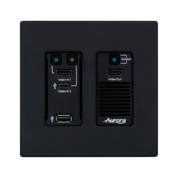 Aurora Multimedia VPX-TC1-WP2-Pro-B 4K60 4:4:4 1Gbps AV over IP Wall Plate Transceiver - Black