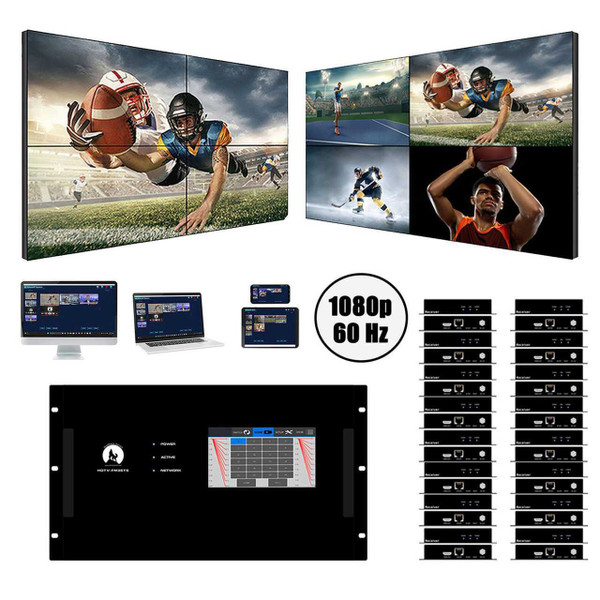 1080p 20x32 HDMI Matrix Switcher w/Video Wall Function over CAT6 to 450 Feet