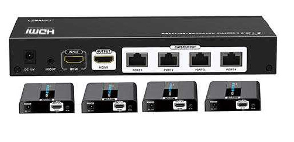 WolfPack 4K60 1X4 HDMI Splitter Over Single CAT6 Cables to 100 Feet