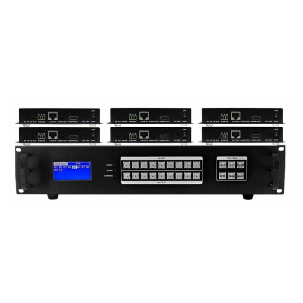 WolfPack 4K 30 Hz 1x6 HDBaseT Splitter w/6-HDBaseT Receivers & Output Control to 220'
