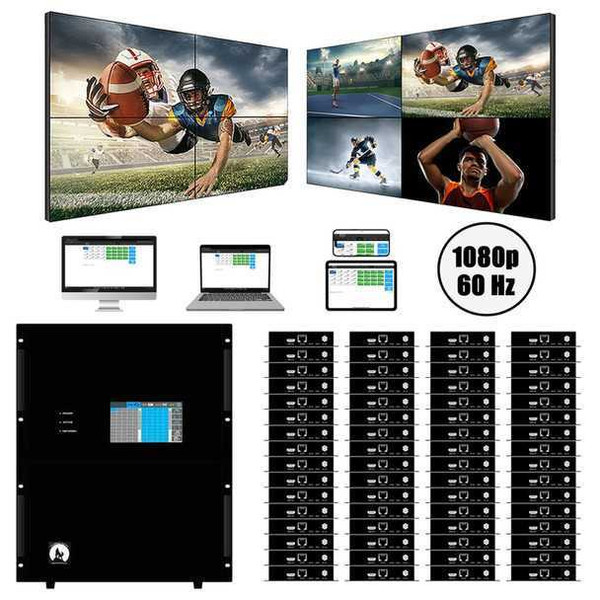 1080p 24x64 HDMI Matrix Switcher w/Video Wall Function over CAT6 to 450 Feet