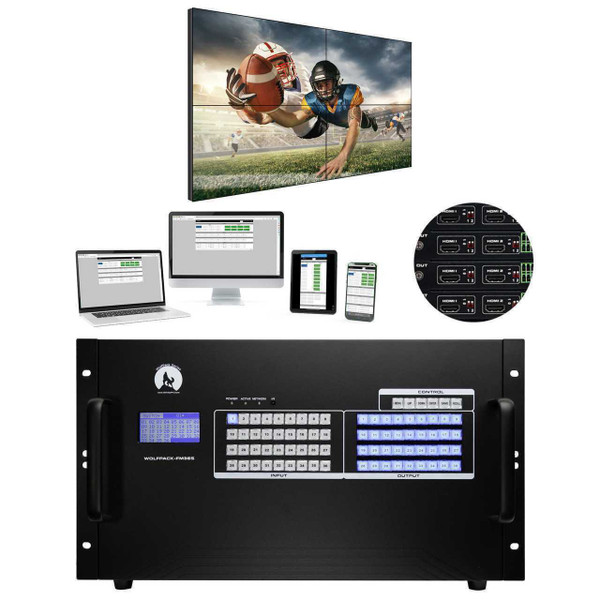 4K 60 16x36 HDMI Matrix Switch with a Video Wall Function