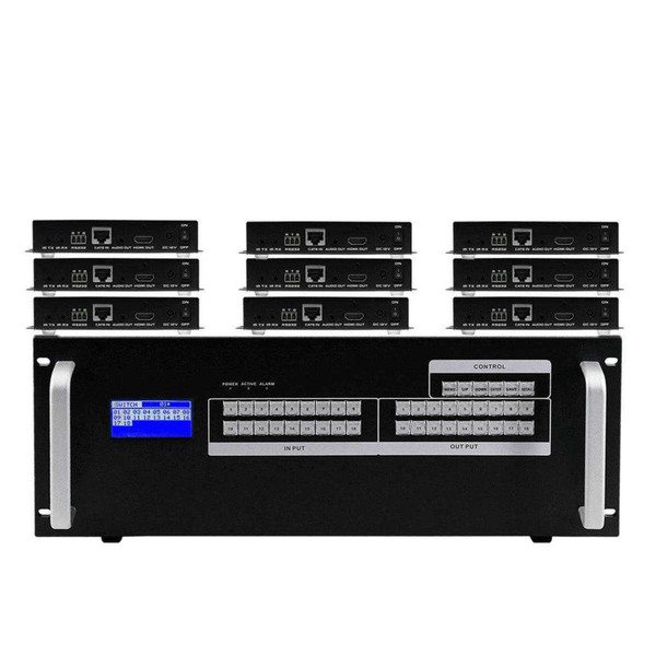 WolfPack 4K 30 Hz 9x9 HDMI Matrix HDBaseT Switcher w/9-HDBaseT Receivers & Apps