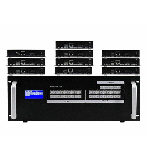 WolfPack 4K 30 Hz 9x10 HDMI Matrix HDBaseT Switcher w/10-HDBaseT Receivers & Apps