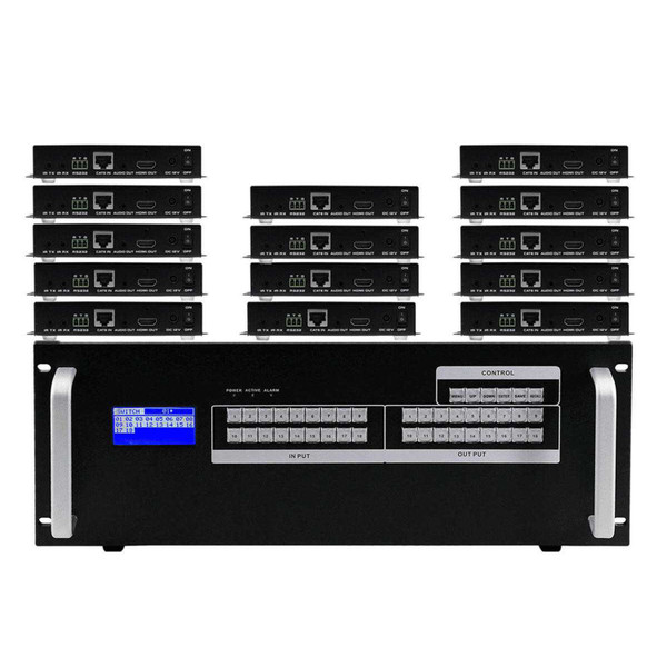 WolfPack 4K 30 Hz 8x14 HDMI Matrix HDBaseT Switcher w/14-HDBaseT Receivers & Apps