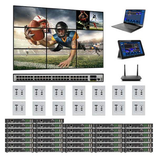 8x16 4K 30 Hz WallPlate AV Over IP Matrix Switcher w/Video Wall & Multiviewer Function