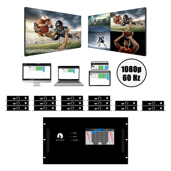 1080p 8x16 HDMI Matrix Switcher w/Video Wall Function over CAT6 to 450 Feet 1080p 8x16 HDMI Matrix Switcher w/Video Wall Function over CAT6 to 450 Feet