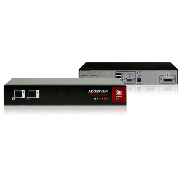 AdderView AVSC1102-US Secure 2 Port EAL4+ & Tempest KVM Switch with USB, VGA & Card