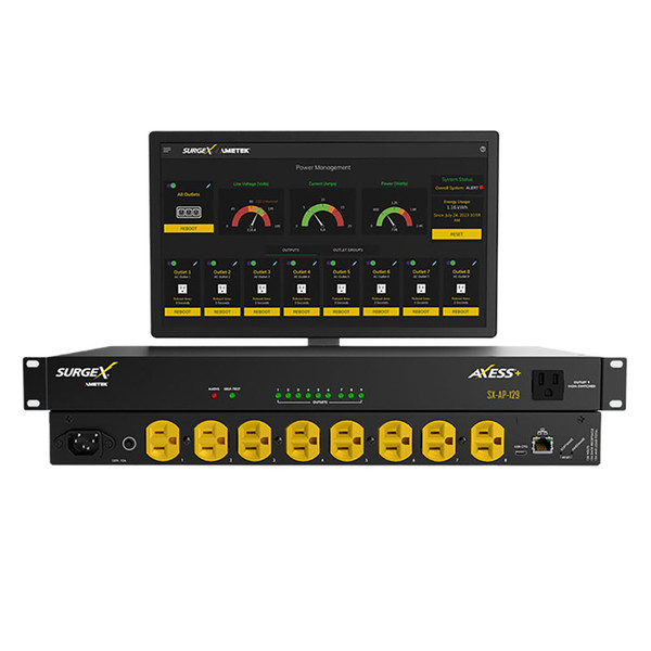 SurgeX SX-AP-129 Axess Plus 9 Outlet Rackmount 12A Surge Eliminator/Power Conditioner - IP Connected