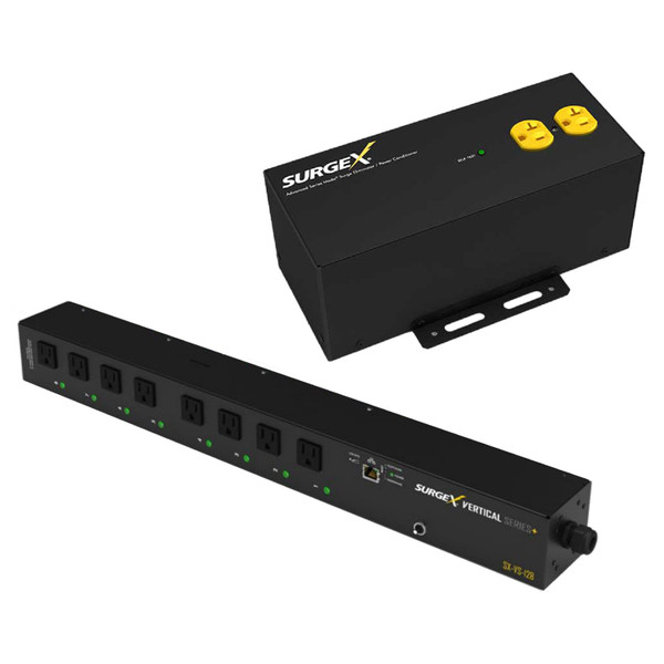 SurgeX SX-SA20VS8 Standalone 2-Outlet 20A Surge Protector & Conditioner with Vertical Series+ 12A 8-Outlet Smart PDU Bundle Promo