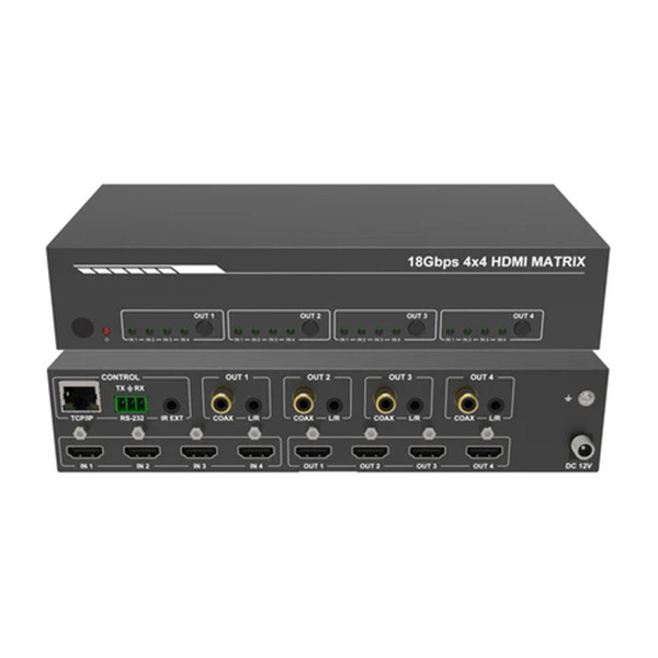 DVDO Matrix-44 4K 4x4 HDMI Matrix Switcher with Audio Outputs & HDR