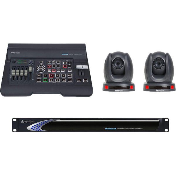 Datavideo Autocast Pro Voice-Tracking Kit With VoiceTRX50, 2 PTC-145 Cameras & SE-650 Switcher