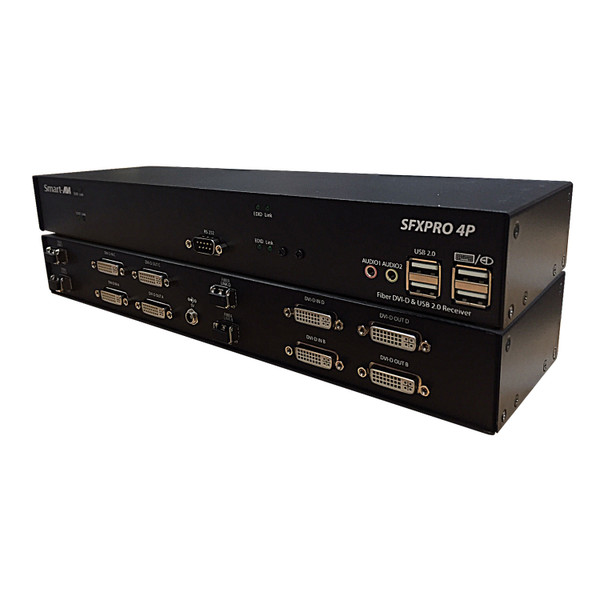 Smart-AVI SFXPRO-4P-M-S 4-Port DVI-D, Stereo Audio, USB 2.0/1.1, RS-232 Multimode Fiber Extender (1500')