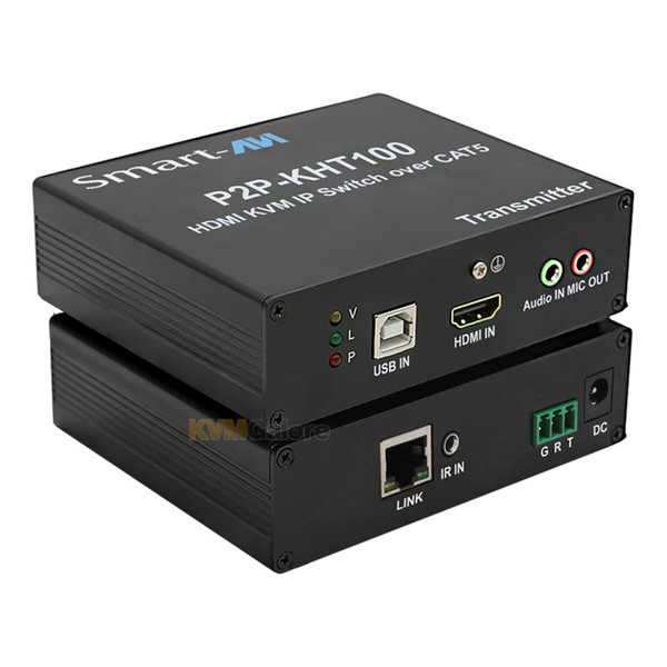 Smart-AVI P2P-KHG100 IPGard Point to Point Single Head HDMI CAT5& Fiber Extender Group with USB 2.0, Audio and RS232