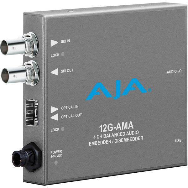 AJA 12G-AM-TR 12G-SDI 8-Channel AES Embedder/Disembedder with LC Fiber TR SFP