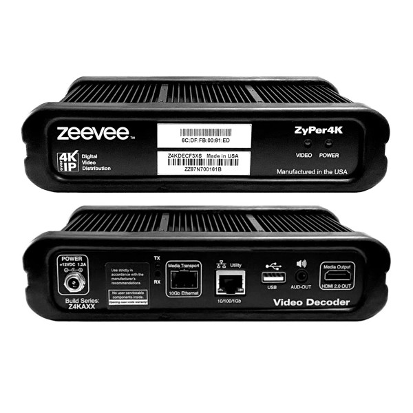 ZeeVee Z4KDECF3XS ZyPer4K-XS Decoder Fiber