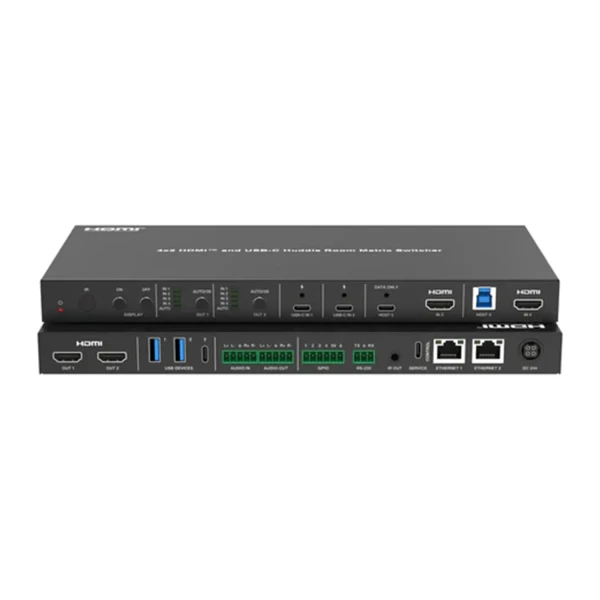 DVDO USBC-HDMI-PS-42-XL 4K 4x2 Presentation Switcher with USB-C & HDMI Inputs, Audio Input & Output, 2 LAN Ports