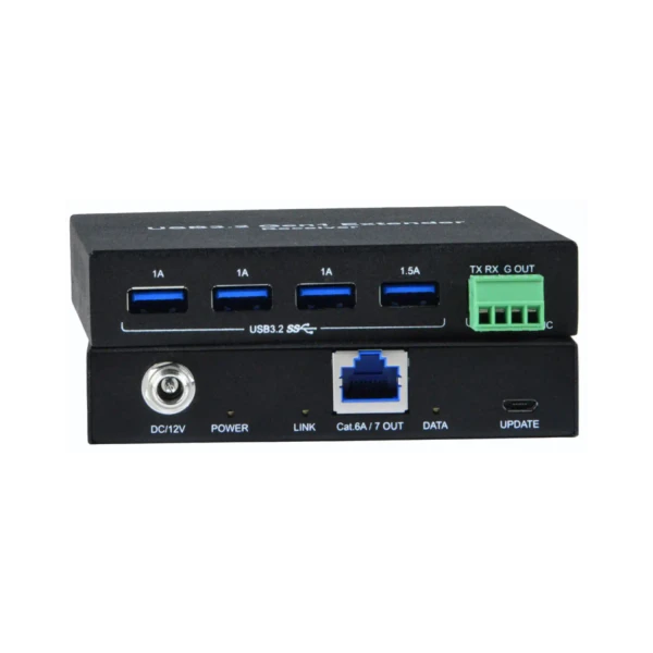 NTI USB3-C6A-4 4-Port USB 3.2 Gen 1 (5 Gbps) Extender via CAT6a up to 328 Feet - No Drivers Required