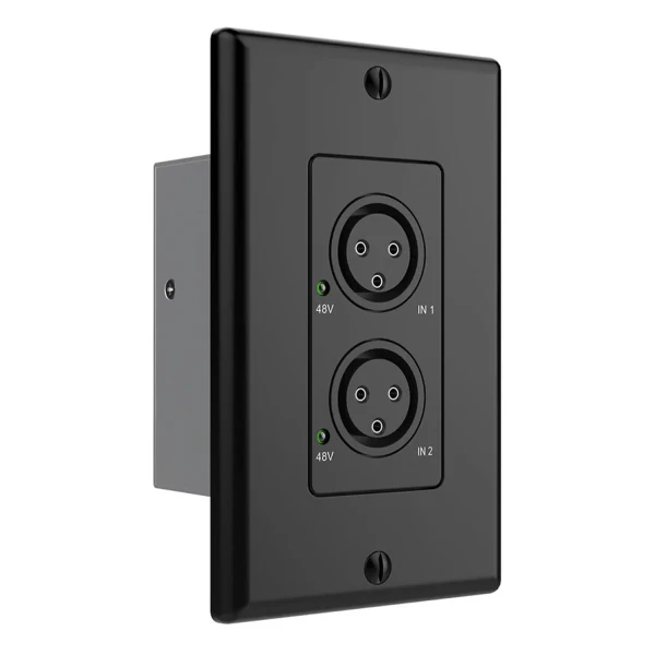 Turtle AV TAV-XLRWP-IN-US-B Dual Analog XLR Input to Dante Wall Plate (US, Black)