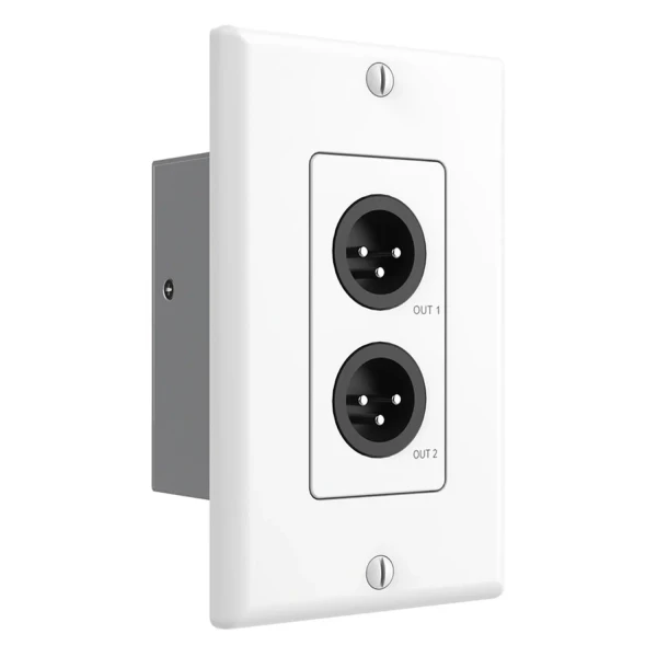 Turtle AV TAV-XLRWP-OUT-US-W Dante to Dual Analog XLR Output Wall Plate (US, White)
