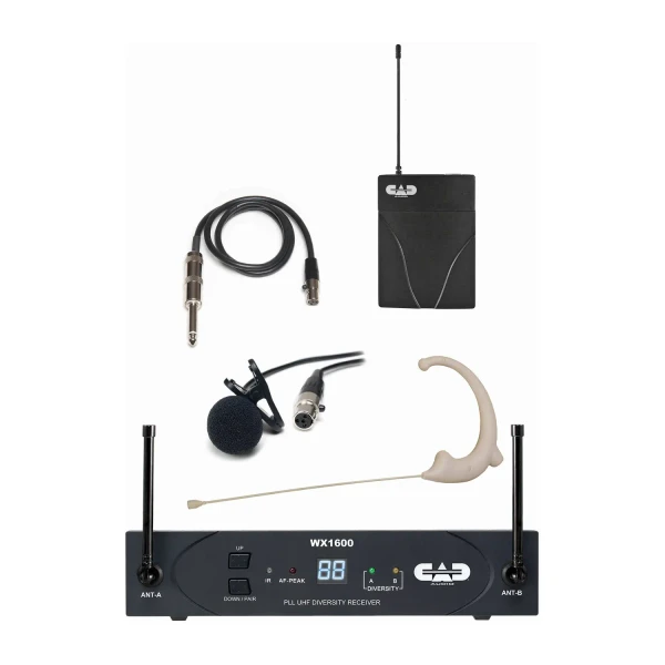 CAD Audio WX1610G Wireless Bodypack System with Lavalier, Earworn Mic, and Guitar Cable (G: 542 to 564 MHz)