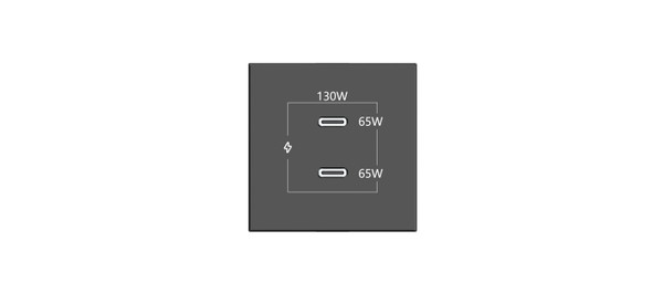 Kramer MC-2C130W Dual USB-C Charging Module - White - original manufacturer image; black version shown, supplied in white