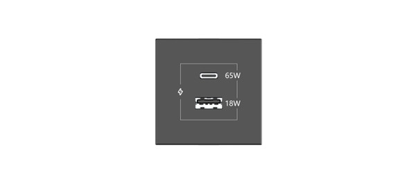 Kramer MC-C65W/A18W USB-C and USB-A Charging Module - Black - original manufacturer image