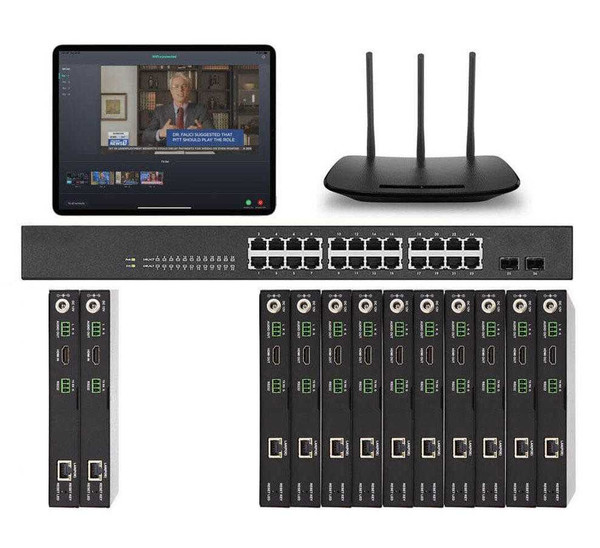 POE 2x10 HDMI Over IP Matrix Switcher w/Real Time iPad Video Preview
