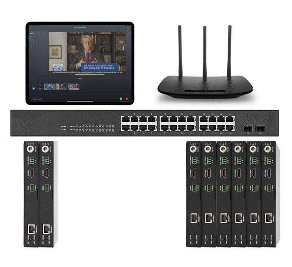 POE 2x6 HDMI Over IP Matrix Switcher w/Real Time iPad Video Preview