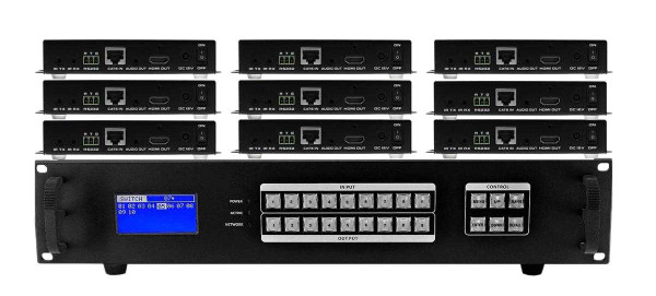 4K 3x9 HDMI Matrix Switcher over CAT6 with Apps