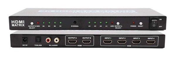 4K 4-2 HDMI Matrix Switcher & Separate Optical & Stereo Out