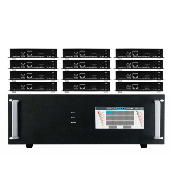 WolfPack 4K 30 Hz 4x12 HDMI Matrix Switcher w/Touch Screen & HDMI over CAT6 Extenders
