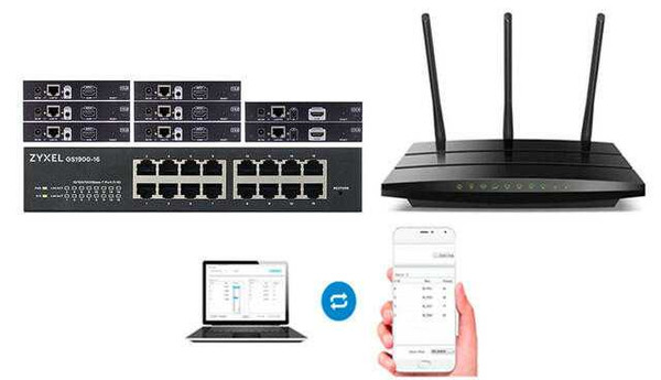 4K 30 Hz 6x2 HDMI Matrix Over Wireless LAN with Cell Phone App