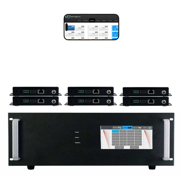 WolfPack 4K 30 Hz 6x6 HDMI Matrix Switcher w/Touch Screen & HDMI over CAT6 Extenders