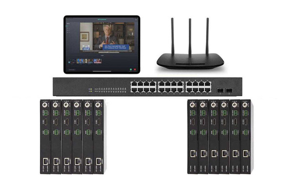 POE 6x6 HDMI Over IP Matrix Switcher w/Real Time iPad Video Preview