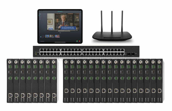 POE 8x16 HDMI Over IP Matrix Switcher w/iPad Real Time iPad Video Preview
