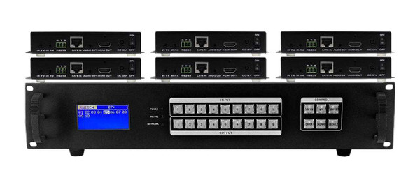 4K 8x6 HDMI Matrix Switcher over CAT6 with Apps