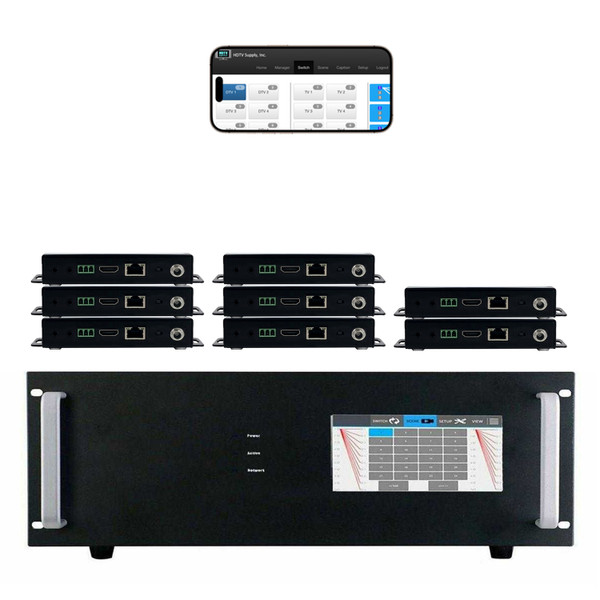 WolfPack 4K 30 Hz 8x8 HDMI Matrix Switcher w/Touch Screen & HDMI over CAT6 Extenders