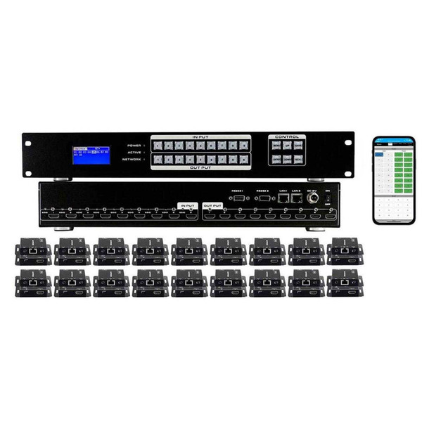 1080p 9x18 (9x9x2) HDMI Matrix Switcher with 18-Separate HDMI Baluns